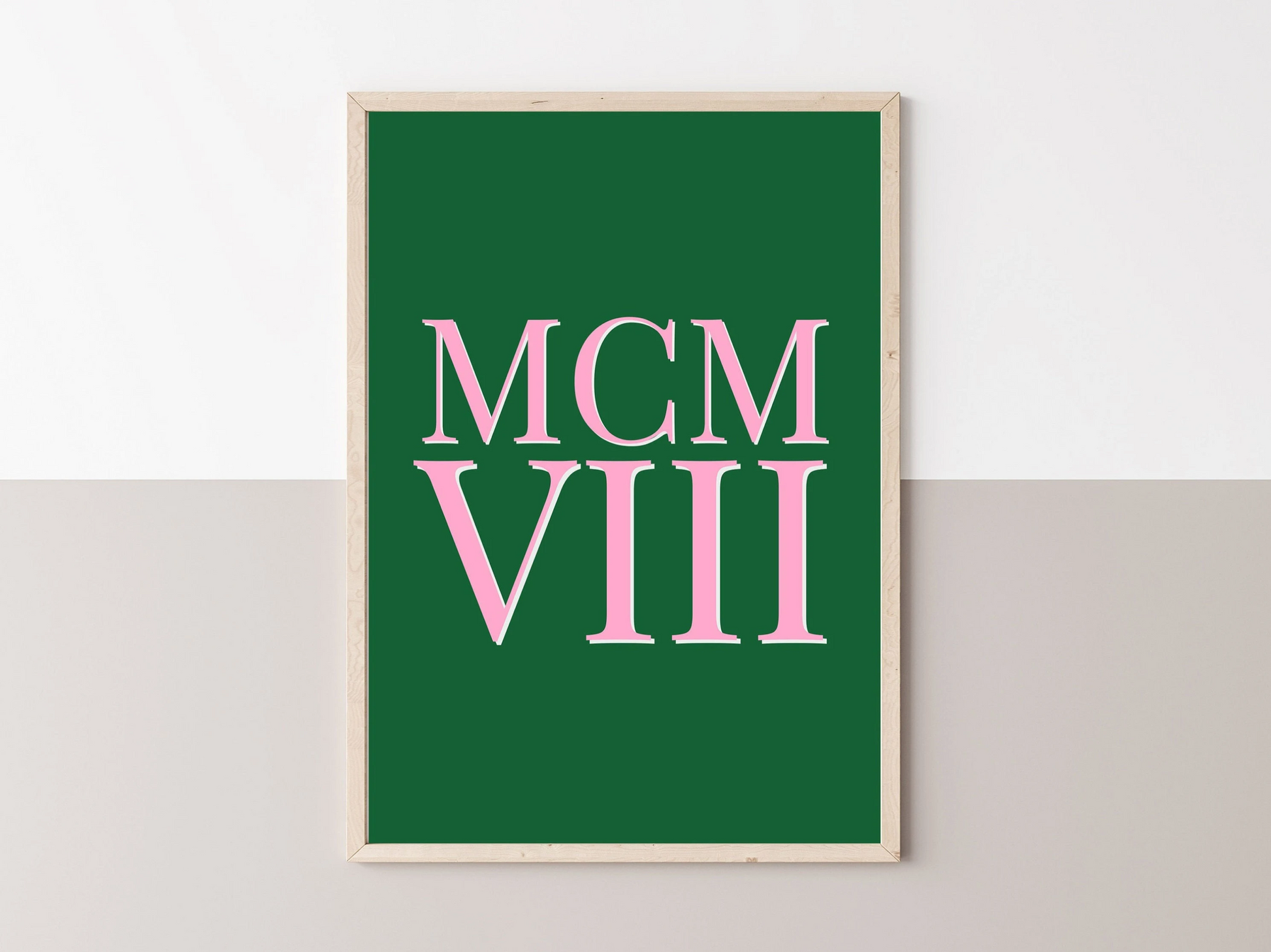 aka pink and green 1908 roman numerals printed poster