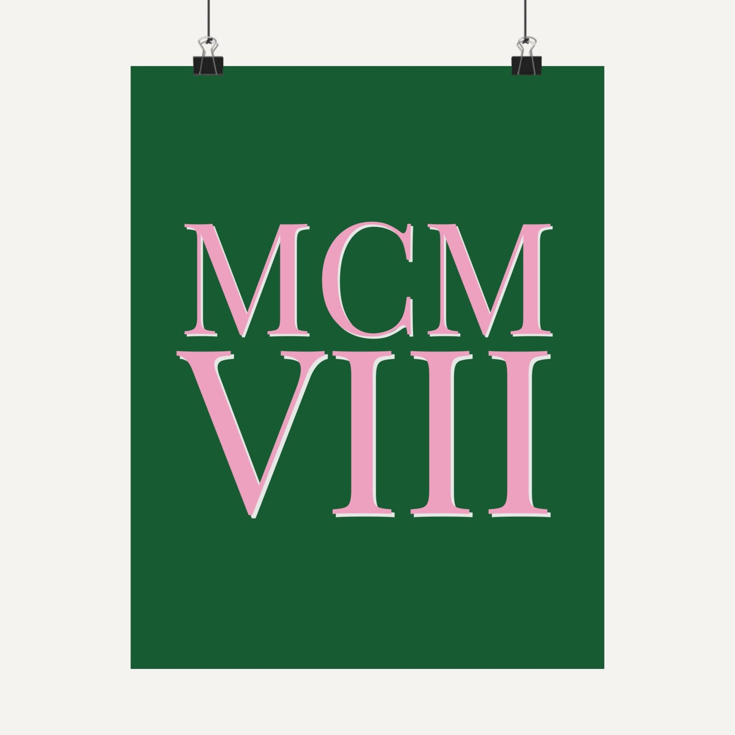 pink and green aka 1908 roman numerals unframed printed poster unframed wall art