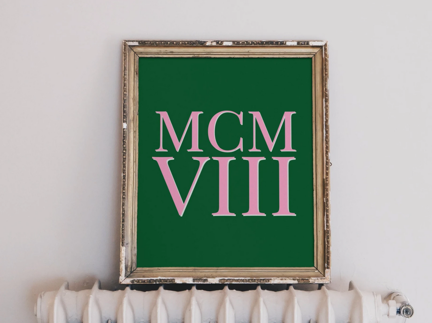 aka pink and green 1908 roman numerals unframed poster