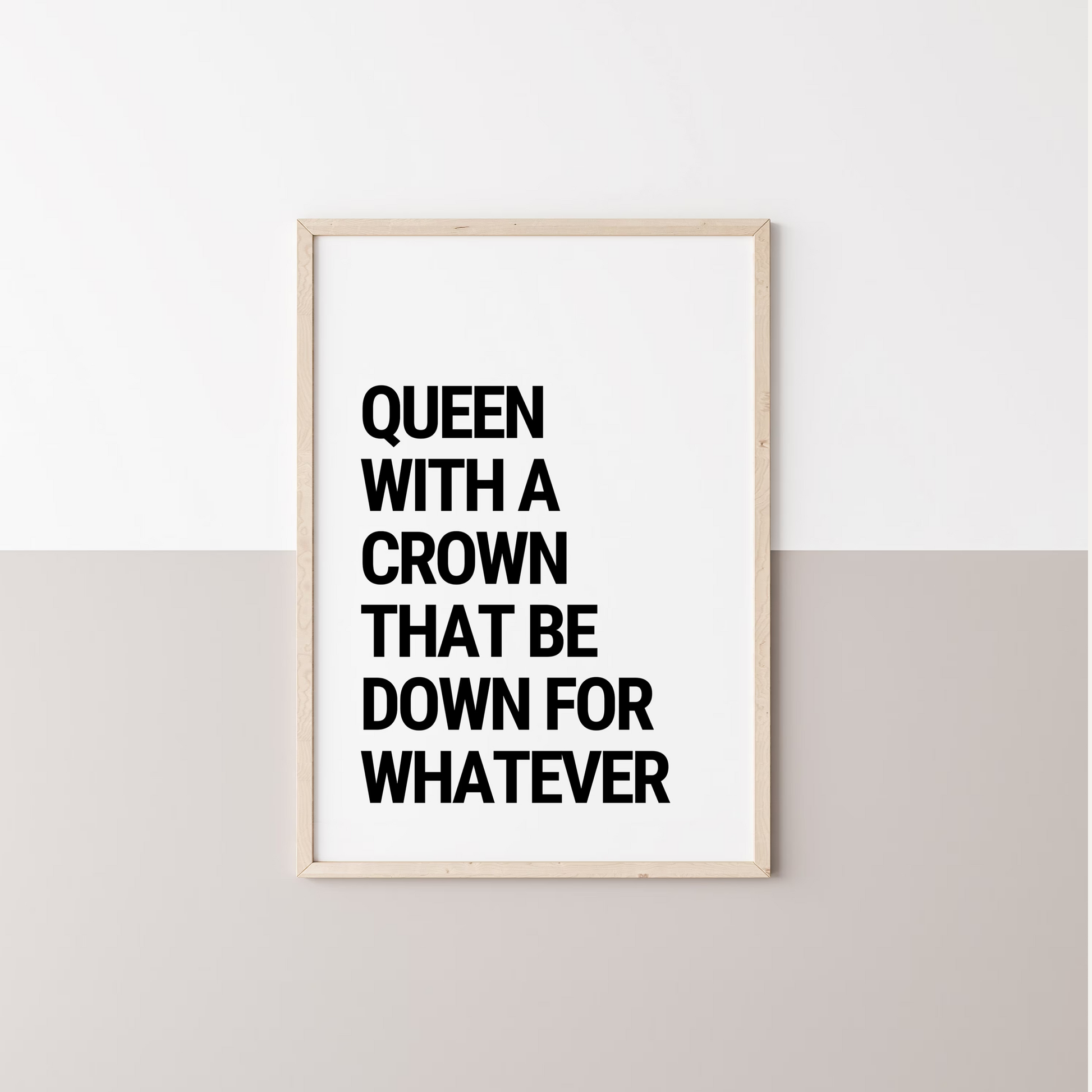 queen with a crown hip hop lyrics print - close up on wall