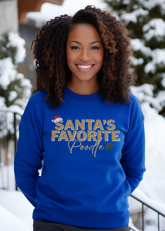 sgrho christmas sweater - santas favorite poodle sweatshirt