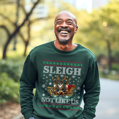 hip hop christmas sweater - sleigh not like us kendrick lamar christmas sweater - green