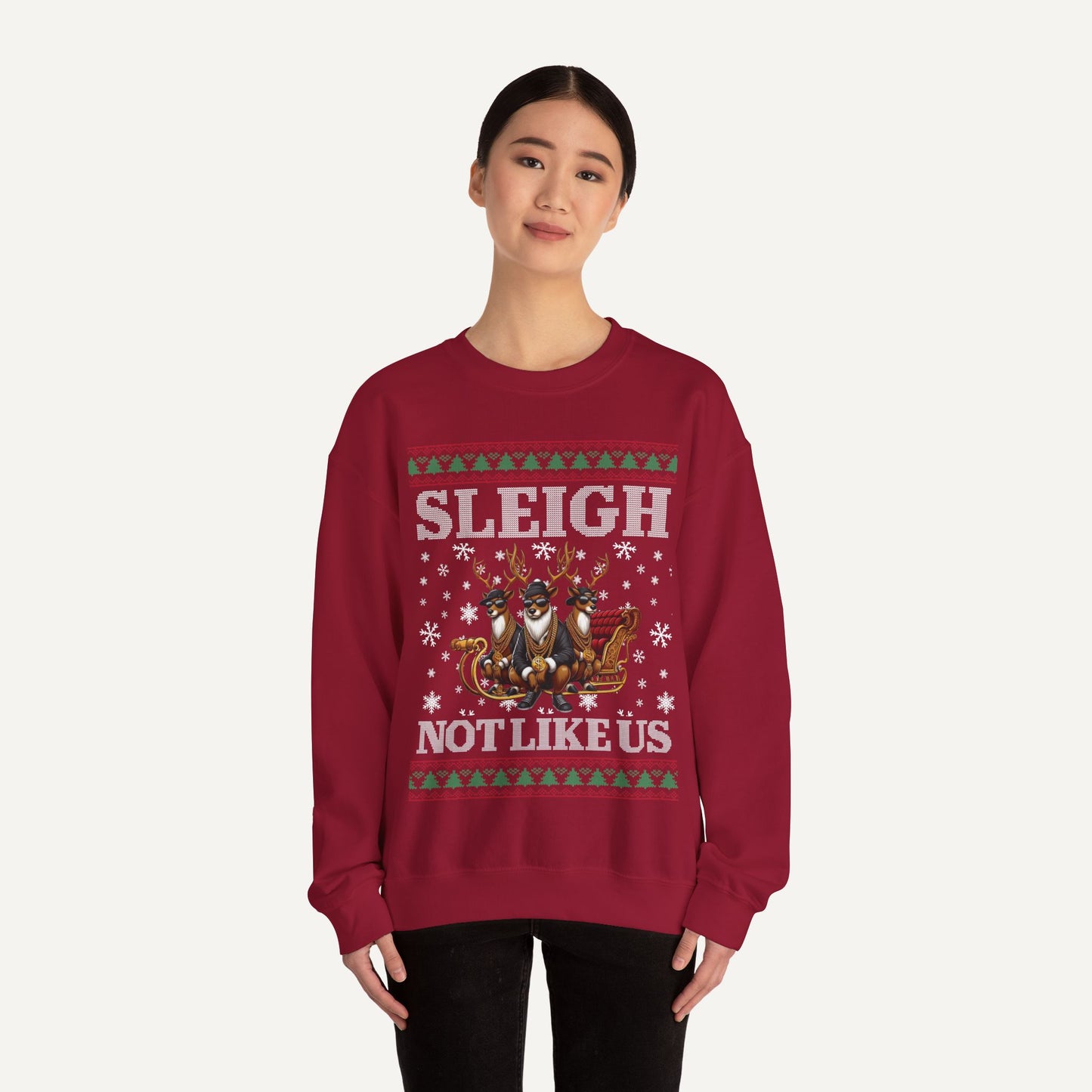 hip hop christmas sweater - sleigh not like us kendrick lamar christmas sweater - cardinal red