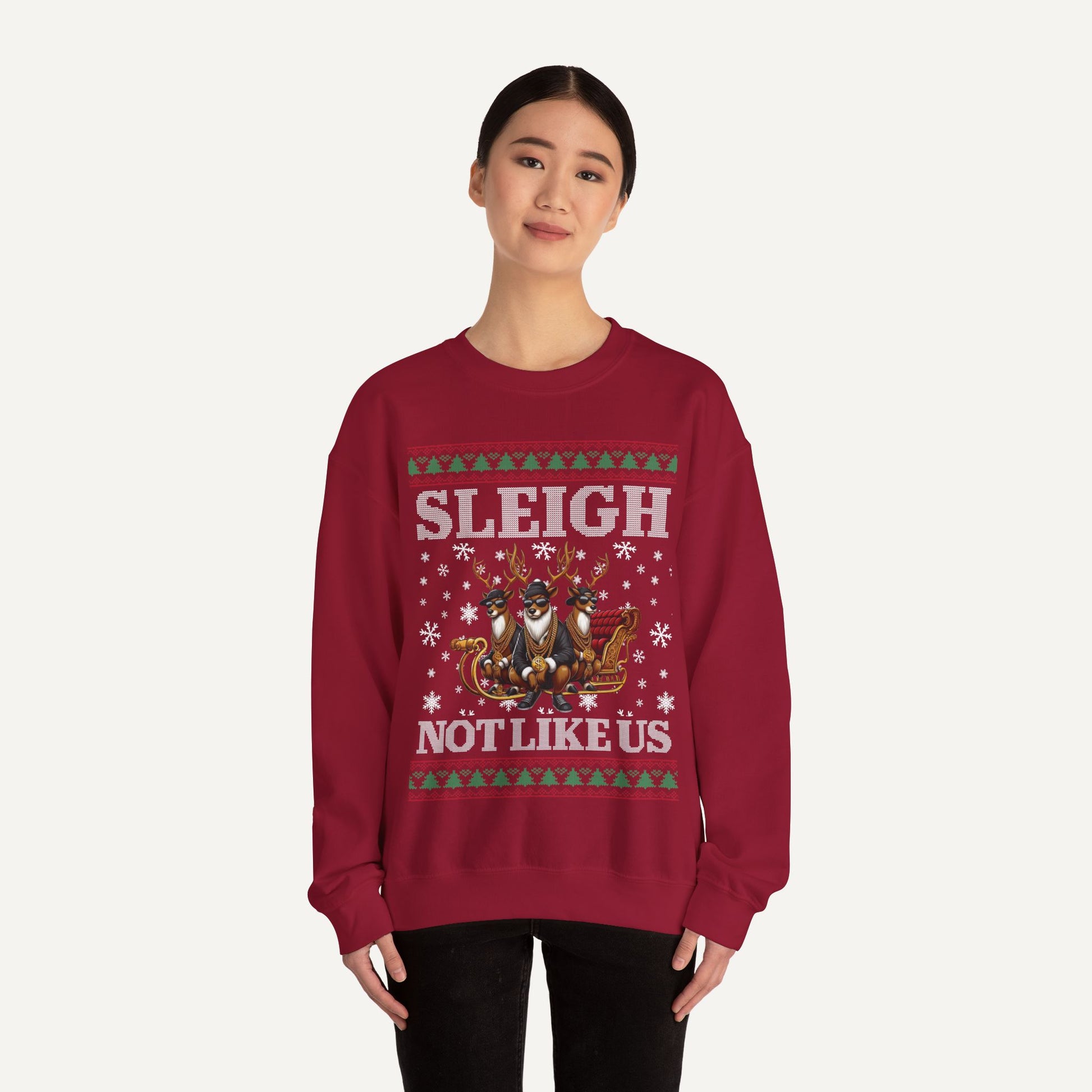 hip hop christmas sweater - sleigh not like us kendrick lamar christmas sweater - cardinal red