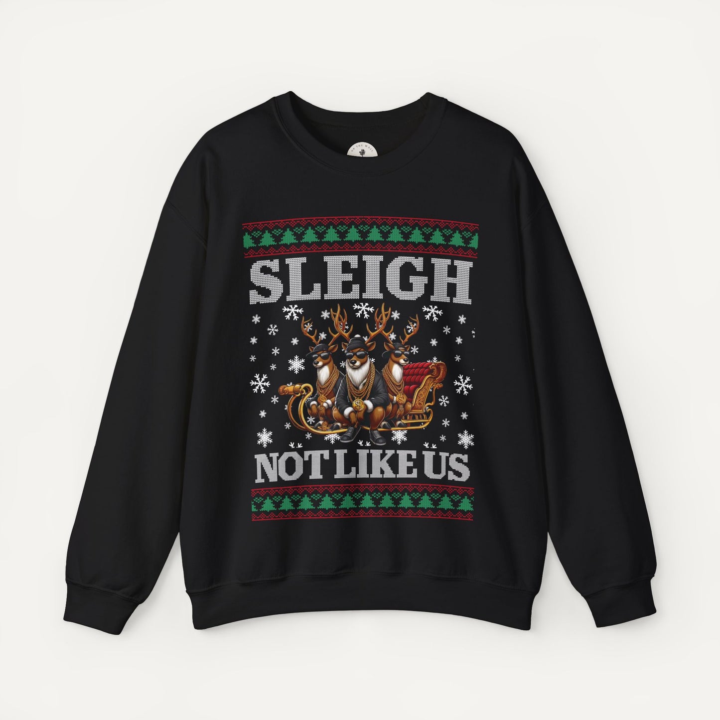 funny hip hop christmas sweater - sleigh not like us kendrick lamar christmas sweater