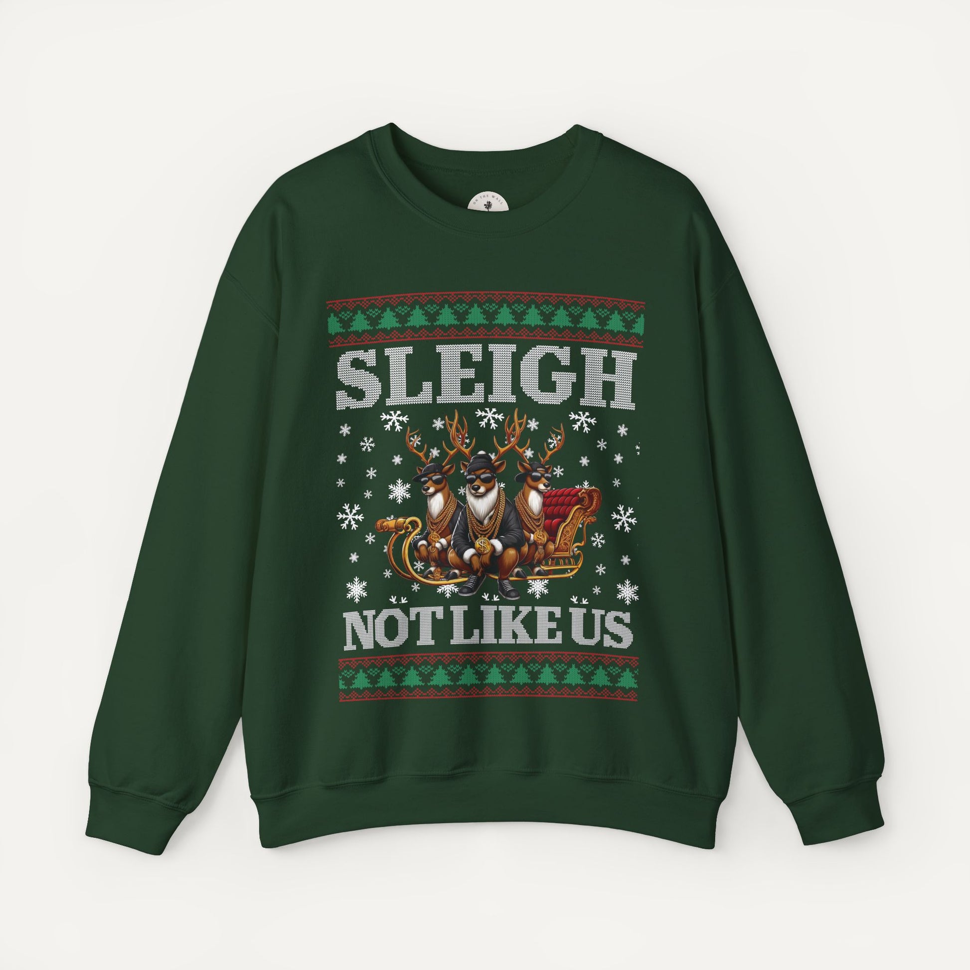 funny hip hop christmas sweater - sleigh not like us kendrick lamar christmas sweater - green