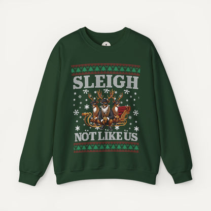 funny hip hop christmas sweater - sleigh not like us kendrick lamar christmas sweater - green