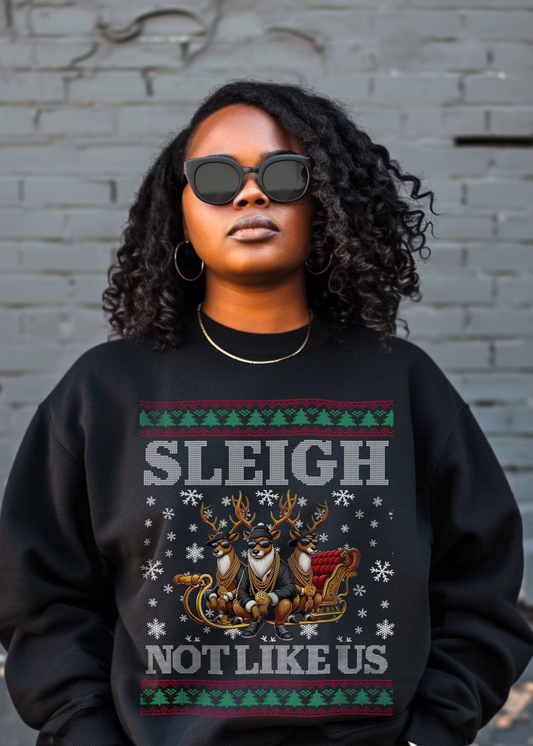 hip hop christmas sweater - sleigh not like us kendrick lamar christmas sweater