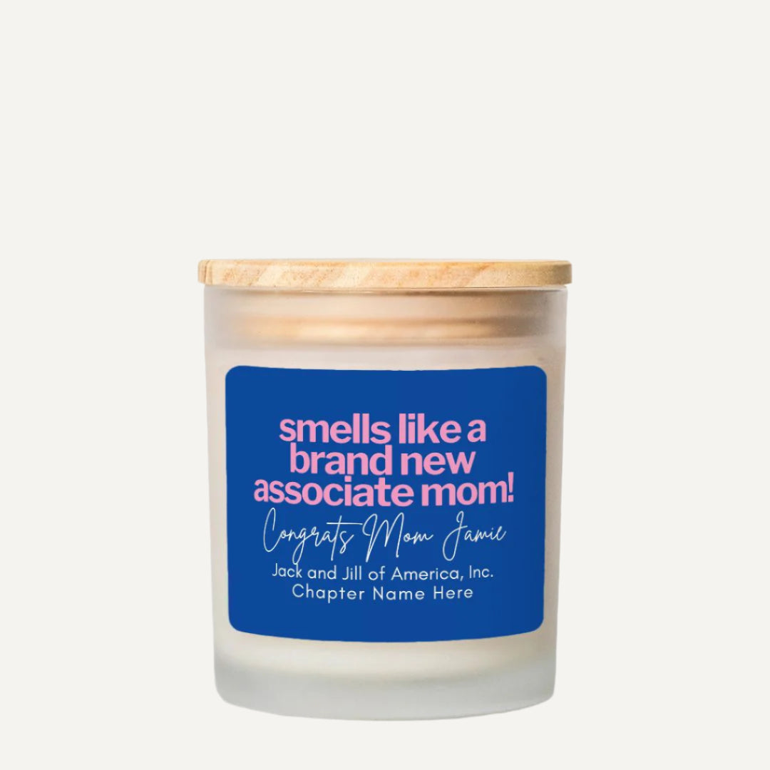 smells like a brand new associate mom custom candle gift for jack and jill of america