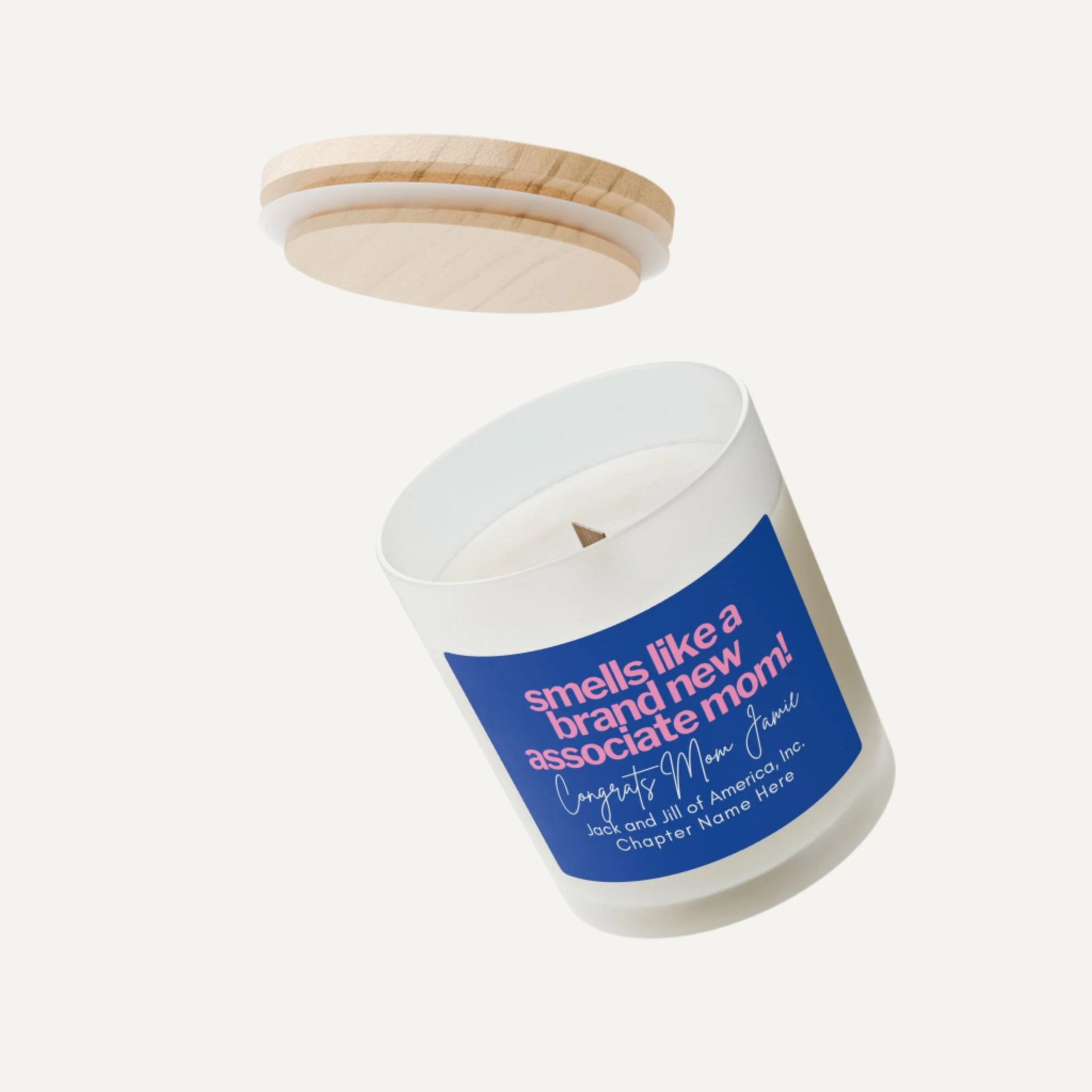 smells like a brand new associate mom custom candle gift for jack and jill of america associate