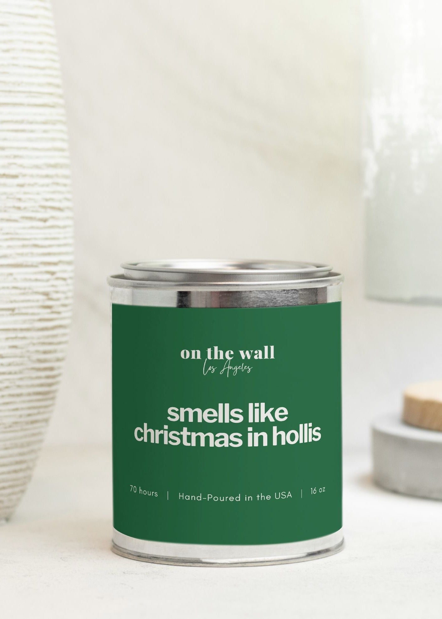 smells like christmas in hollis candle - green label